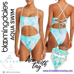 Aqua Swim Monokini Swirl Tue Dye design New with tags Swinsuit Bloomingdales